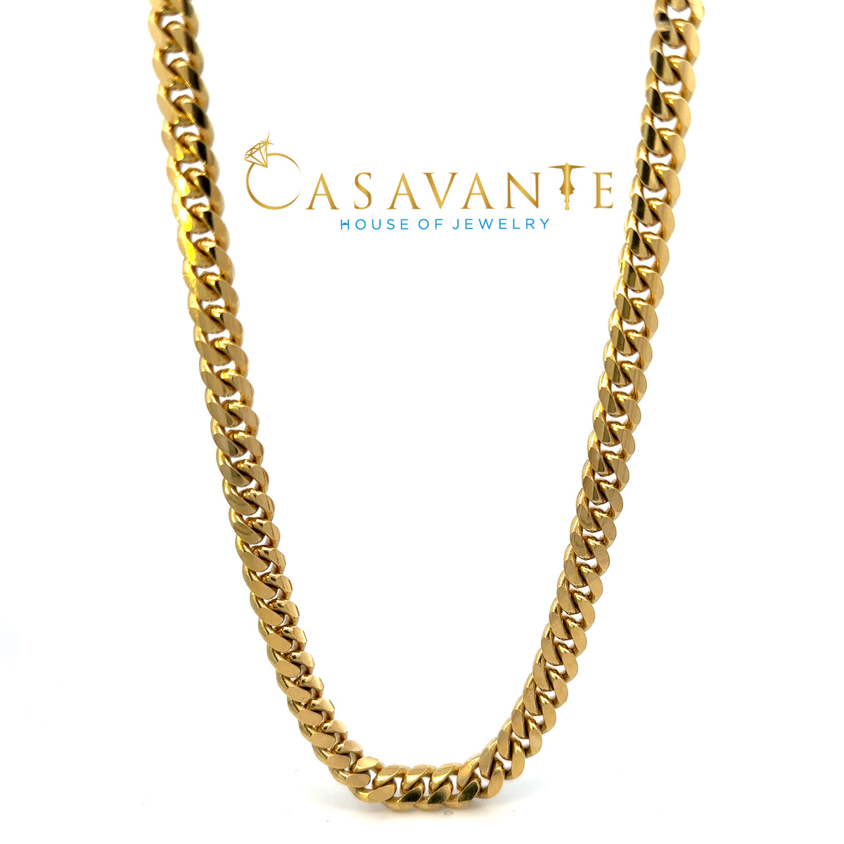 14k Yellow Solid Cuban link chain 22 inches  8 mm